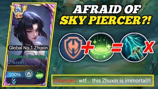 NEVER AFRAID OF SKY PIERCER AGAIN! (must try) | ZHUXIN BEST BUILD AND EMBLEM -MLBB‼️