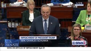 Sen. Chuck Schumer speaks before vote on Articles of Impeachment against President Trump (5 Feb. 20)