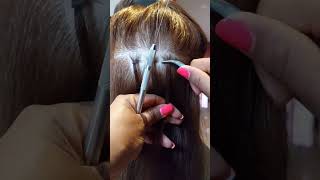 aplicar extensiones de cabellos cosidas con microring #hair #wings #shortsvideo