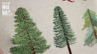 3 cách thêu cây thông đơn giản -  3 WAYS to Embroider Christmas trees