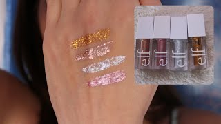 ELF LIQUID GLITTER EYESHADOW SWATCHES