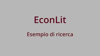 Esempio di ricerca con EconLit