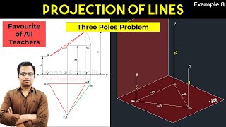 Three Vertical Poles Problem_Projection of Line_Example 7