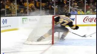 Patrice Bergeron AMAZING SAVE vs Hurricanes (April 10th, 2010)