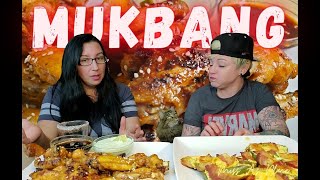 Our first (mukbang) video together! Honey & Ginger Sticky Wings, Jalapeno Poppers and Red Beer! YUMM