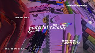 meu material escolar 2024! - comprando e mostrando, primeiro ano do e.m, mochila, cadernos, canetas