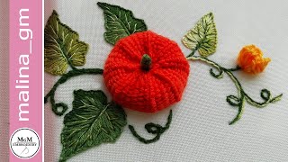 How to embroider a pumpkin * Amazing Embroidery 3 D * Stumpwork  * #malina_gm