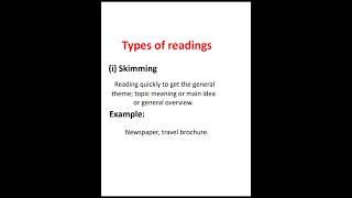 Part 1 | types of readings | skimming | scanning | readings | reading ki types