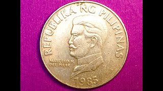 1985 Republika Ng Pilipinas - 25 Sentimo Butterfly Juan Luna - Large Coin - Only 85 Million Produced