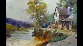 How to paint village scene in watercolor