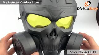 Máscara caveira com respirador ventilador anti embaçante para airsoft e paintball