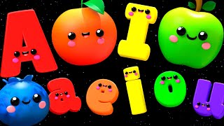 Baby Fruit Dancing with the Vowels 🍎🍊🍋‍🍏🍇 Sensory Video for babies