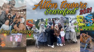 Alton towers SCAREFEST Vlog | done all 4 mazes!