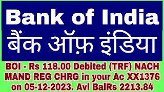 bank of india NACH MAND REG CHRG 118 | bank of india 118 NACH MAND REG CHG | BOI NACH MAND REG CHRG