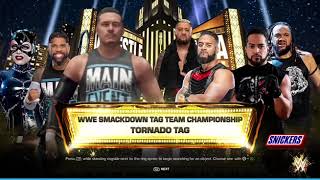 WWE 2K24: The Main Eventers vs The Bloodline WWE Smackdown Tag Team Championship Match