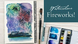 How to Paint Fireworks in Watercolour | Edinburgh Castle at Night