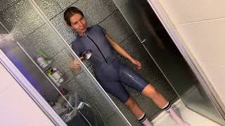 Get wet in a tight sports jumpsuit / Wetlook Miss Viki