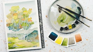 Silver Birch Watercolour Landscape | An Autumn Woodland Inspired Step-by-step Art Tutorial