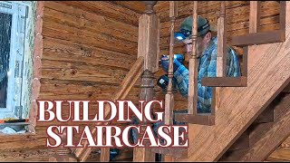 Log Cabin Renovation | From Start to Finish Staircase Building TIMELAPSE