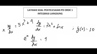 Persamaan Diferensial Orde 1 (Integrasi Langsung) #LatihanSoal