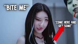 ITZY "Mr. Vampire" but if they say another song it changes to that song and so on