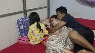 Sweet husband with wife while with children reading # Happy family