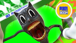 Cartoon Cat Jumpscare Green Screen 3D Animation PixelBoom