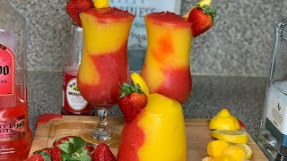 MANGO STRAWBERRY COCKTAIL|| FROZEN DRINK||ALCOHOL N VIRGIN VERSION||HOW TO MAKE||EASY|| KID FRIENDLY