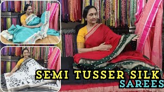 Semi Tusser silks Sarees by Anitha Reddy From Trendsblockprints