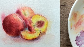 Рисуем персики акварелью. Мастер-класс по акварели. Watercolour painting tutorial