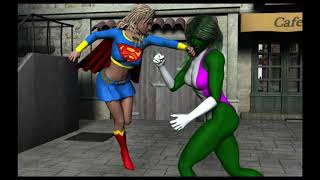 SHE HULK VS SUPERGIRL, GIRLS FIGHT