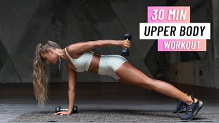 30 MIN UPPER BODY WORKOUT - With Dumbbells - Arms, Abs, Chest & Back