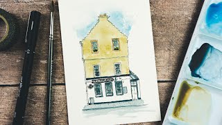 Watercolour and Pen | Painting a Building | The Harbour Inn