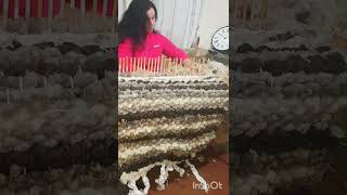 Peg loom rug weaving