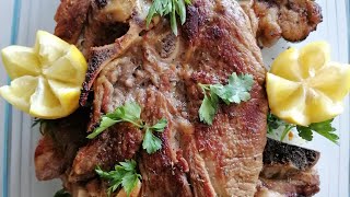 Beef steak cooked in a pan