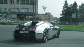 Bugatti Veyron с охраной. В Питере на бензоправке Кириши!