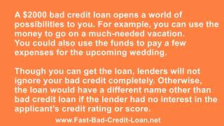 How Can You Get A Loan Of $2000 With Bad Credit