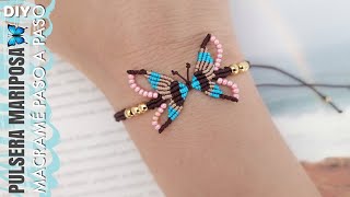 DIY COMO HACER PULSERA CON MARIPOSA EN MACRAMÉ | PULSERA MARIPOSA DE HILO EN MACRAMÉ