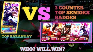 THREE COUNTER OF FANNY WITH TOP SENIOR BADGES VS.TOP BARANGAY FANNY. WHO WILL WIN? MLBB.