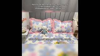 Fashionable Luxury Flower Printed Coverlet Double Bed Covers Bedspread Set