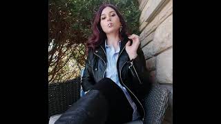 Smoking in my leather jacket and boots. FULL VIDEO ON MY ONLY FANS. Link in bio.