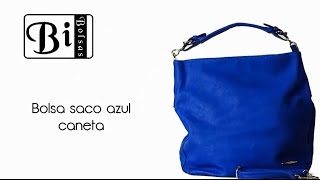 Bi Bolsas - Moda Na Web | Bolsa saco azul caneta