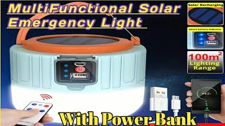 Multifunctional Solar Recharging  Panel Emergency Light With Remote Controlled USB power bank