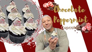 Chocolate Peppermint Cupcakes, with White Chocolate Peppermint Frosting!