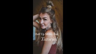 Half Messy Bun Middle Part Hair Tutorial