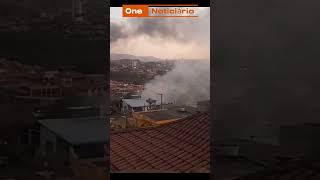 Incêndio em pátio de veículos em Belo Horizonte.