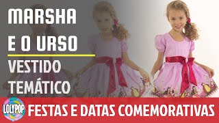 VESTIDO INFANTIL TEMÁTICO FESTA PERSONAGEM MARSHA E O URSO #USELOLYPOP