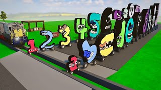 Big & Small Alphabet & Number Lore Cars Try to Jump over Rails vs SLOPE 90 #101