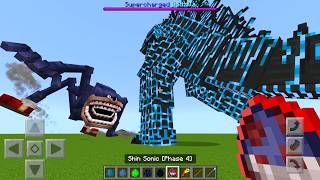 Every Shin Sonic vs Supercharged Godzilla Mod ADDON UPDATE in MINECRAFT PE