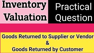 inventory valuation- Return to Suppliers '(Vendor) and Return by Customer PRACTICAL QUESTION -TAXMAN